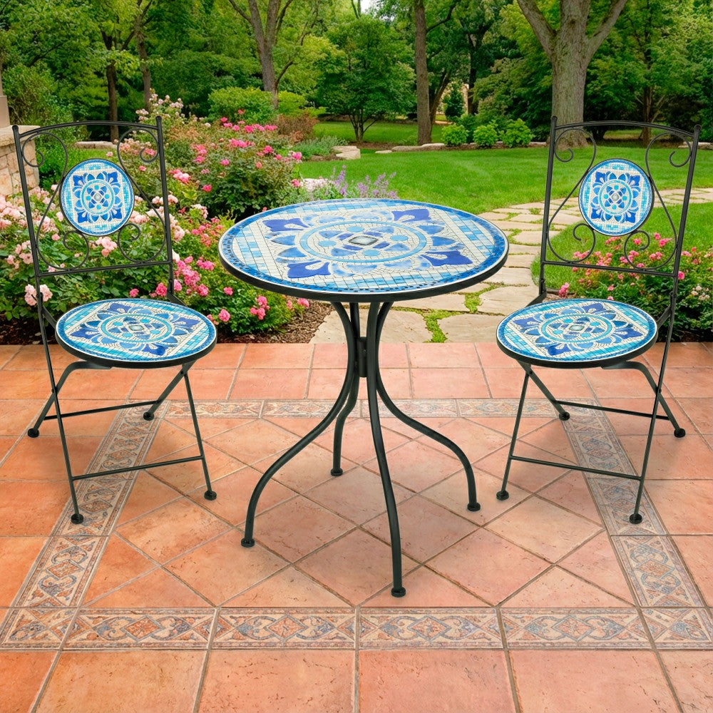 Santorini Breeze Mosaic Bistro Table and Chair Set