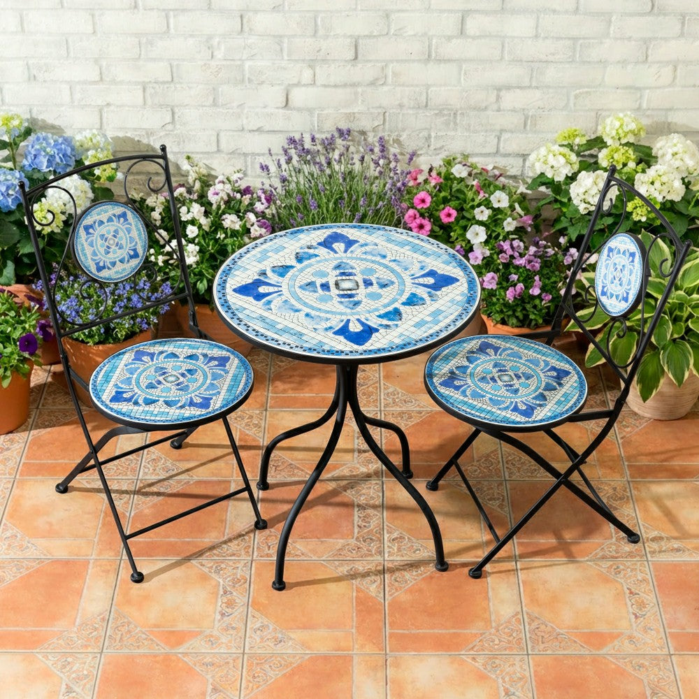 Santorini Breeze Mosaic Bistro Table and Chair Set