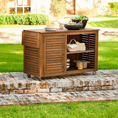 Large Eucalyptus Wood Rolling Cart