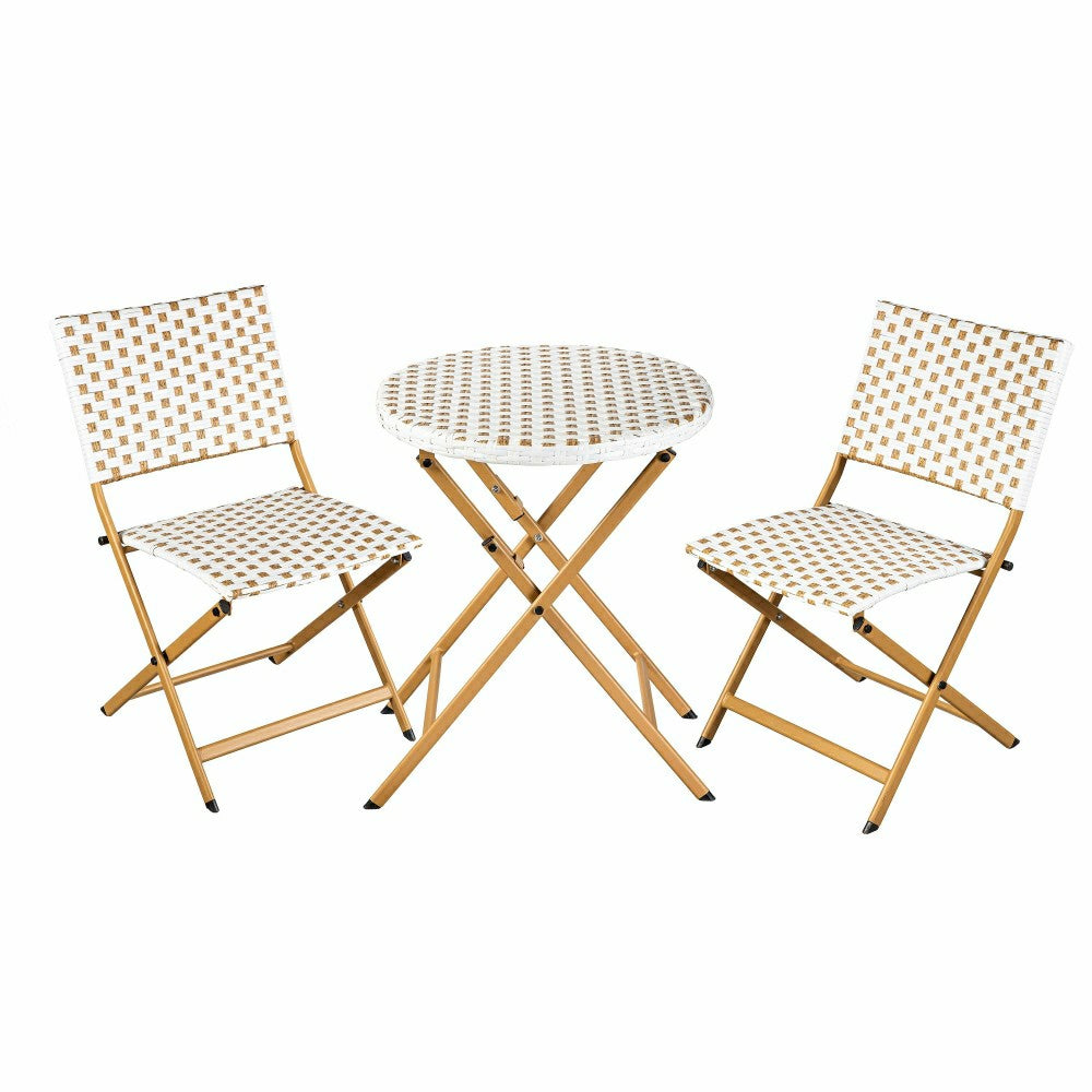 Folding Wicker 3-Piece Bistro Set