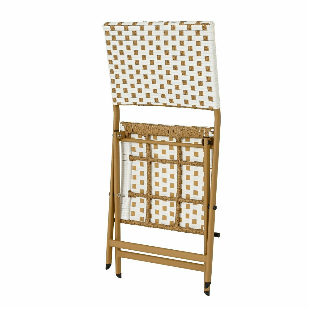 Folding Wicker 3-Piece Bistro Set