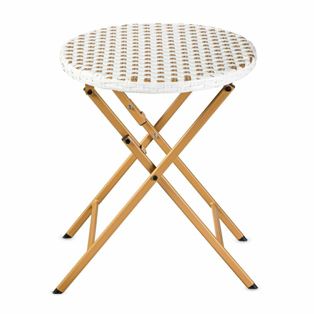 Folding Wicker 3-Piece Bistro Set