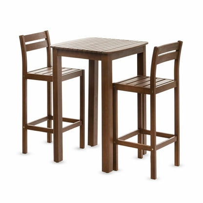 Lancaster Eucalyptus Outdoor Bar Set with Table and 2 Bar Stools, 3-Pi