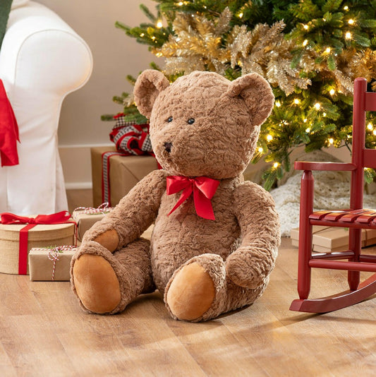 Oversized Plush Bear with Bow