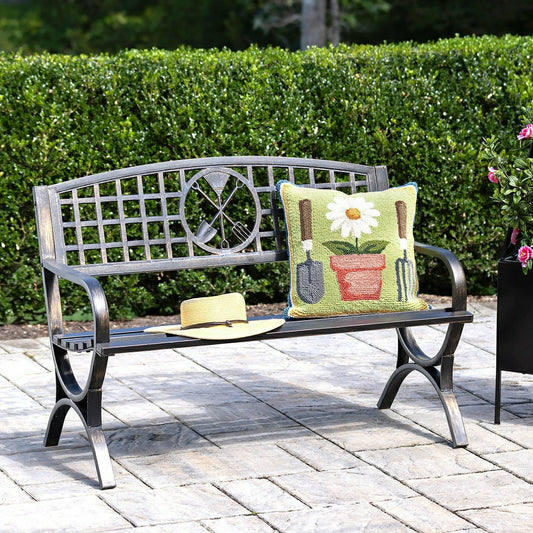 Indoor/Outdoor Garden Tools Hooked Polypropylene Throw Pillow