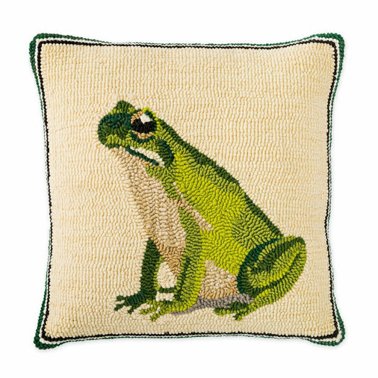 Indoor/Outdoor Frog Hooked Throw Pillow 18"x18"