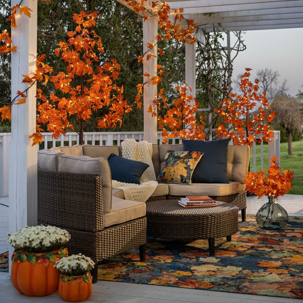 Indoor/Outdoor Autumn Leaves Polypropylene Throw Pillow