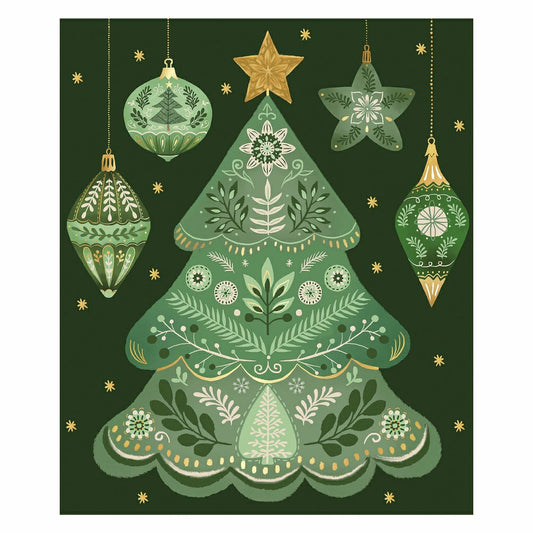 Shades of Green Plush Blanket, Christmas Tree, 60"L x 50"W