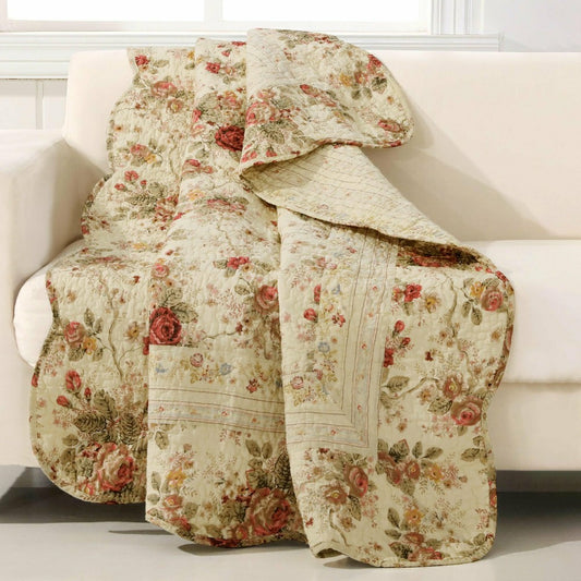 Vintage Rose Garden Quilt, 60"L x 50"W Throw