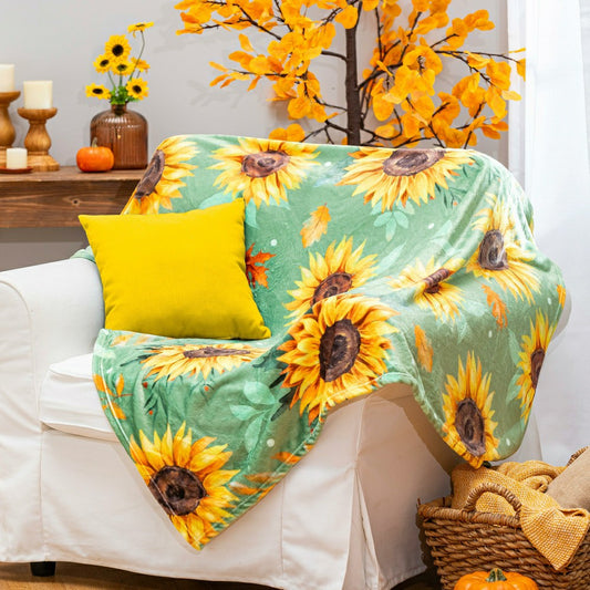 Harvest Blossom Sunflower Plush Blanket, 50" x 60"