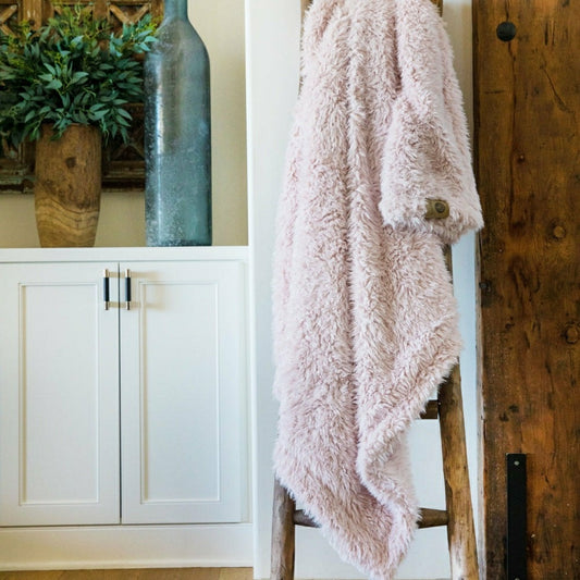 Angel Plush Blanket, 48” x 72”, Dusty Pink