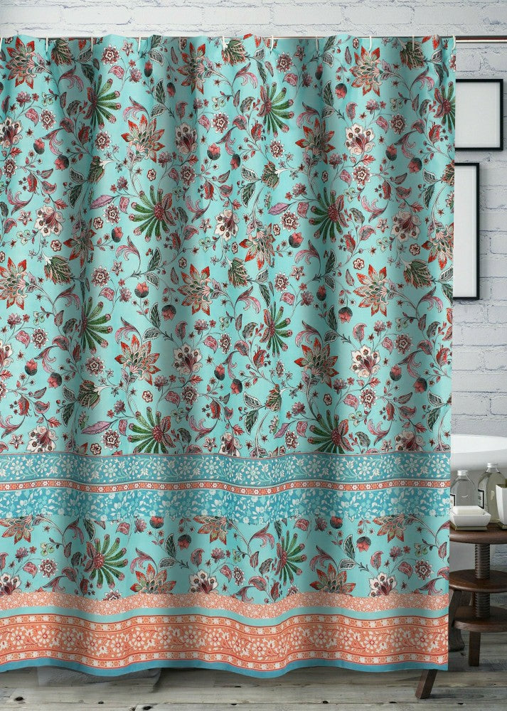 Audrey Turquoise Shower Curtain