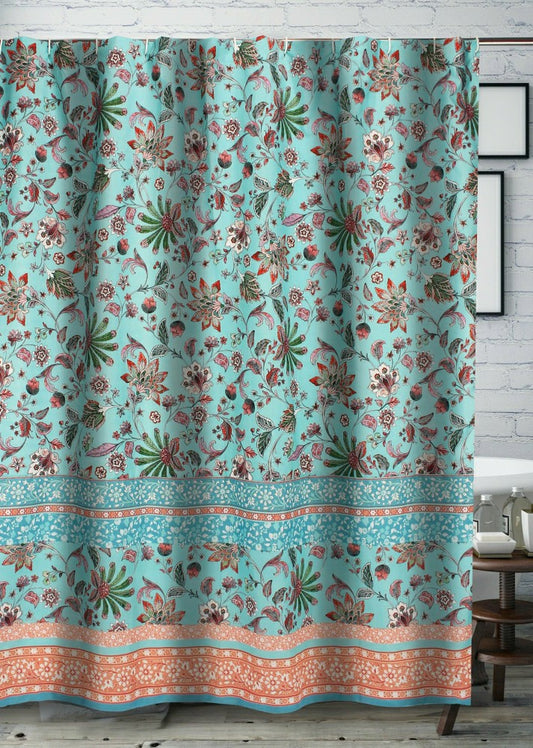 Audrey Turquoise Shower Curtain