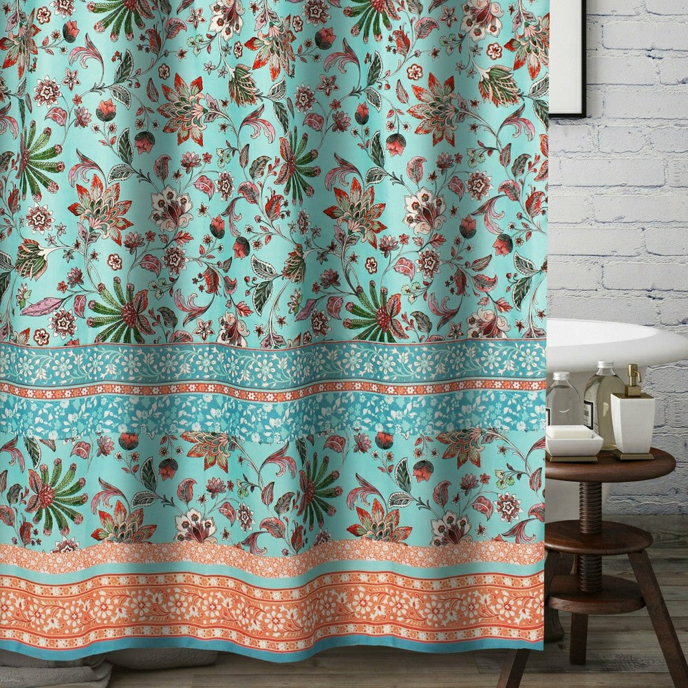 Audrey Turquoise Shower Curtain