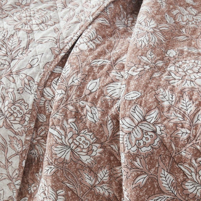 Zara Floral Block Reversible Cotton Throw Blanket