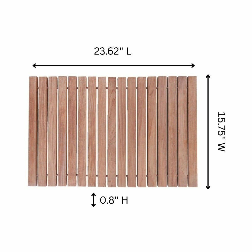 Sunriver Teak Shower and Bath String Mat with Rubber Feet 23.62" x 15.