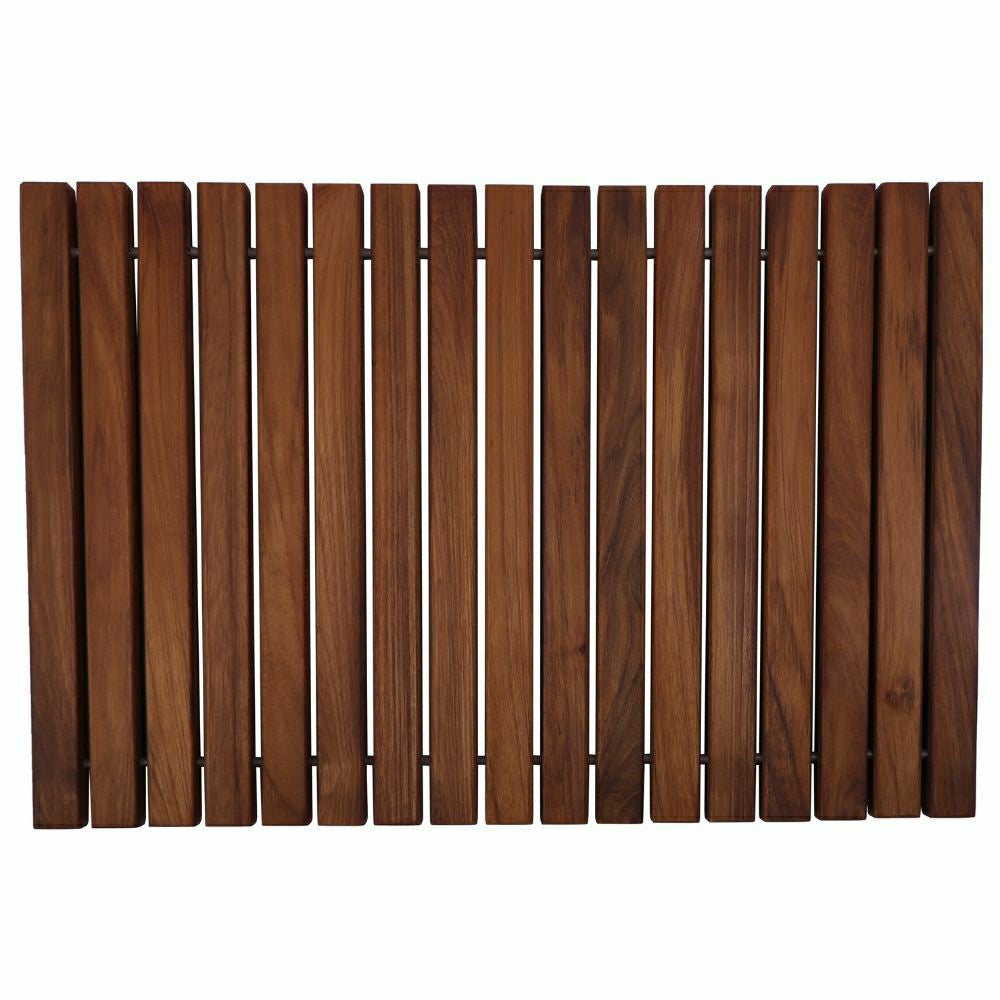 Sunriver Teak Shower and Bath String Mat with Rubber Feet 23.62" x 15.