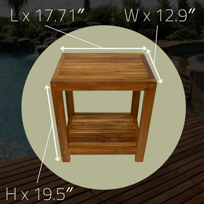 Bali Teak Shower and Bath Spa Bench with Shelf – 18″