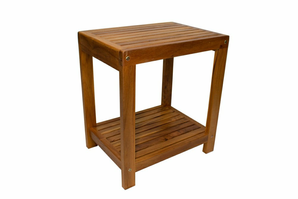 Bali Teak Shower and Bath Spa Bench with Shelf – 18″