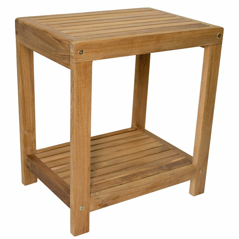 Bali Teak Shower and Bath Spa Bench with Shelf – 18″