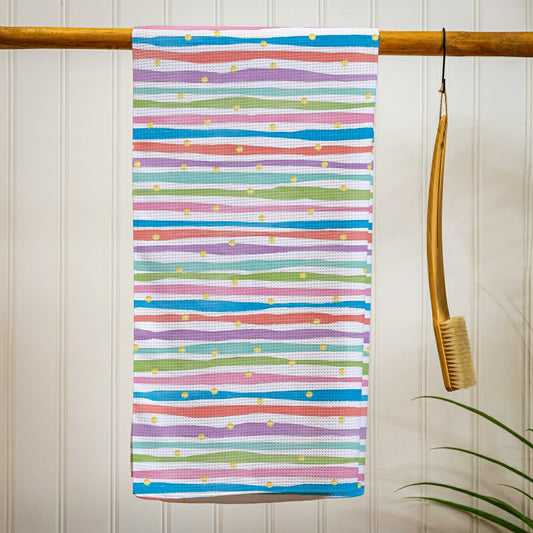 Stripes and Checkers Quick Dry Towel and Matching Carrying Case, 60" x