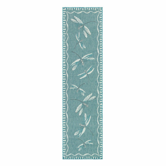 Indoor/Outdoor Dragonfly Rug, 23" x 7'6"