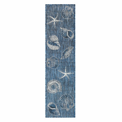 Indoor/Outdoor Textured Shells Polypropylene Runner, 23" x 7'6"