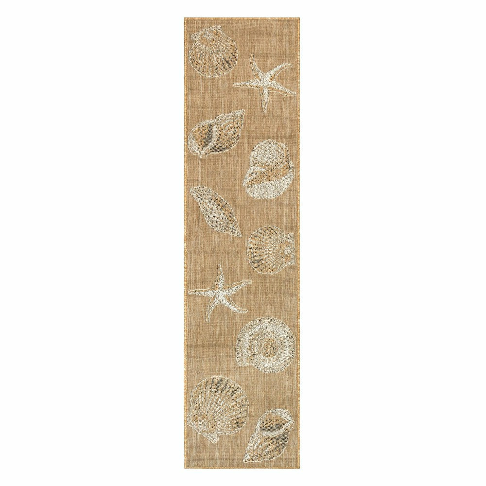 Indoor/Outdoor Textured Shells Polypropylene Runner, 23" x 7'6"