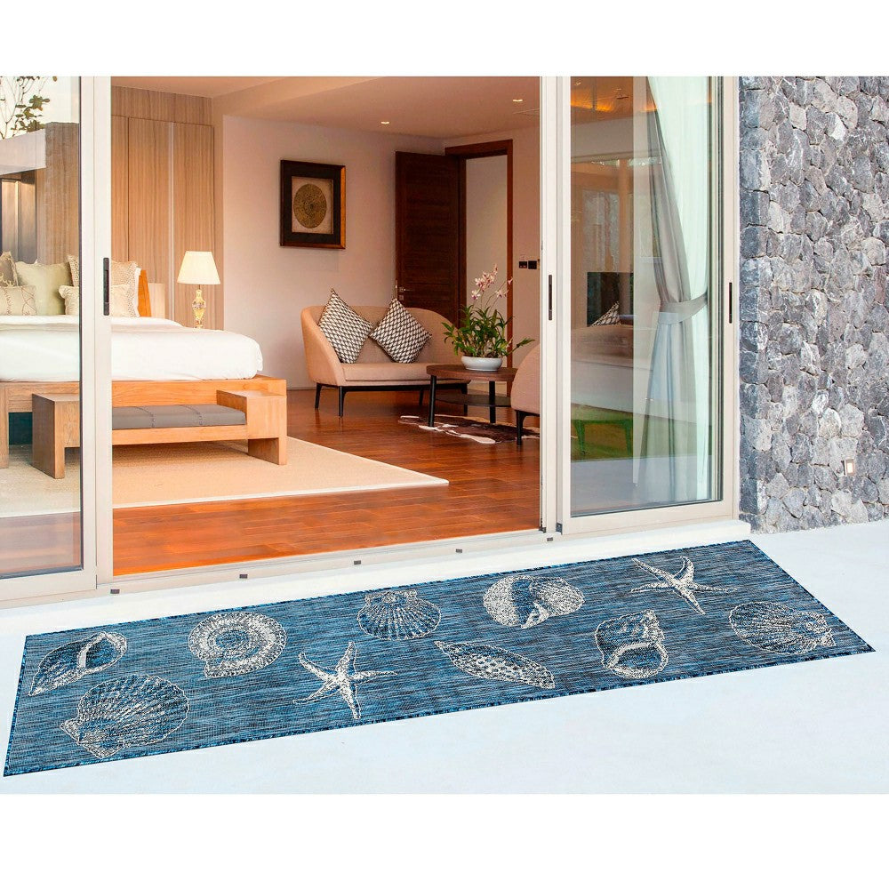 Indoor/Outdoor Textured Shells Polypropylene Runner, 23" x 7'6"
