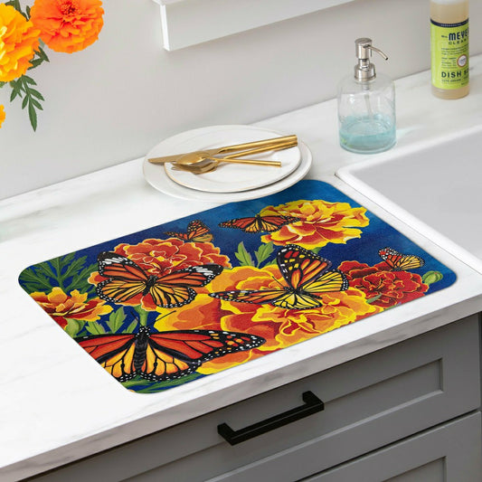 Mariposa Melody Fabric Dish Drying Mat, 20" x 15"
