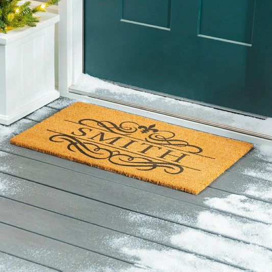 Fleur De Lis Personalized Coir Door Mat, 18" x 30"