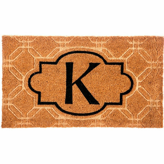 Monogram 'K' Embossed Decorative Coir Mat, 28" x 16"