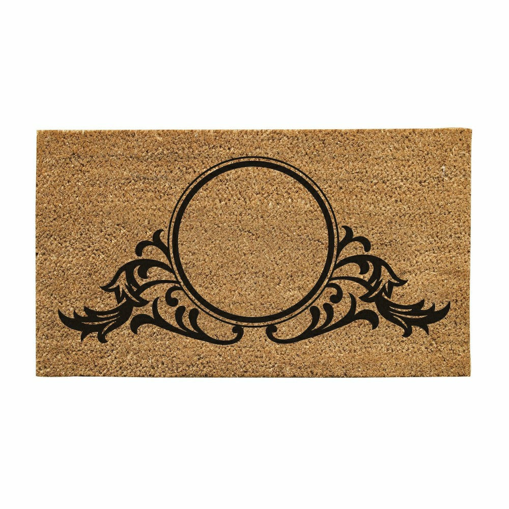 Circle Swirl Monogram Coir Door Mat, 18" X 30"