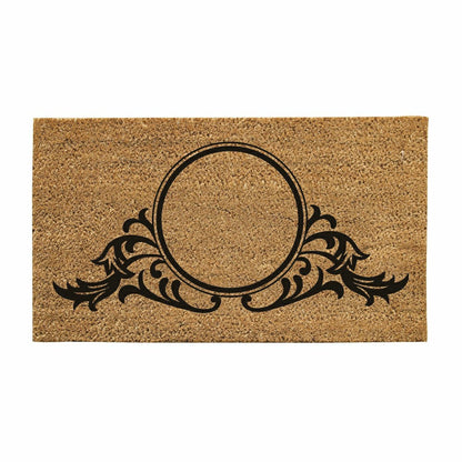 Circle Swirl Monogram Coir Door Mat, 18" X 30"