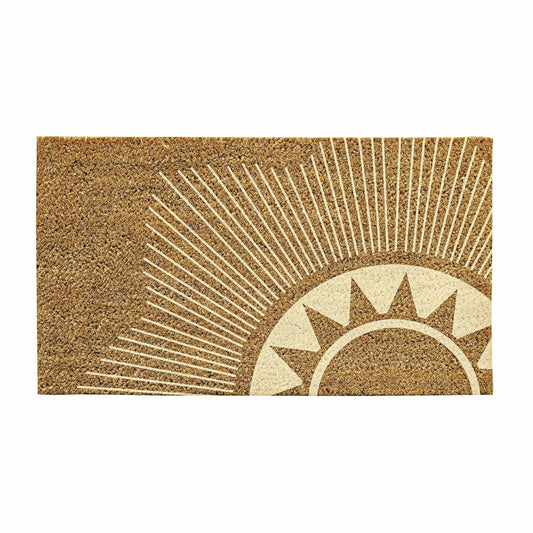 Geometric Sun Natural Coir Mat, 30"L x 18"H