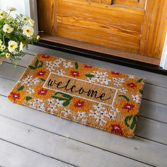 Spring Welcome Coir Doormat