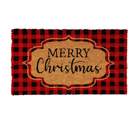 Buffalo Check Christmas Coir Mat, 28" X 16"
