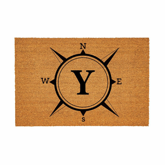 Coastal Coir Mat Compass Monogram 36x24"