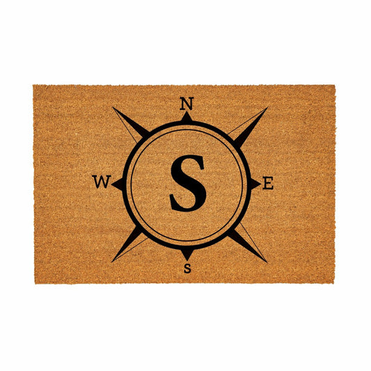Coastal Coir Mat Compass Monogram 36x24"