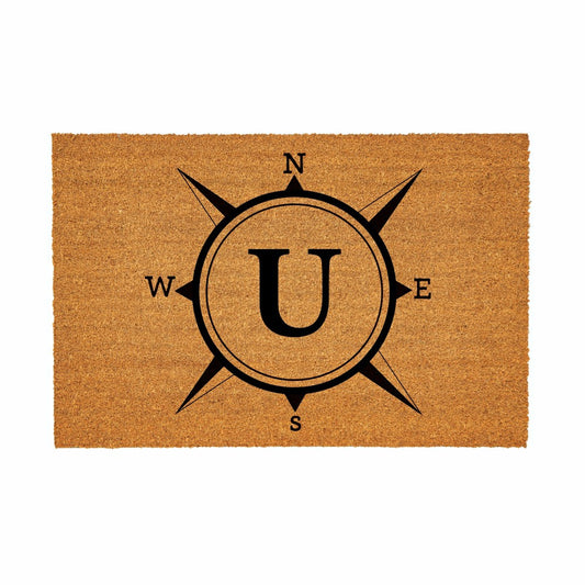 Coastal Coir Mat Compass Monogram 36x24"