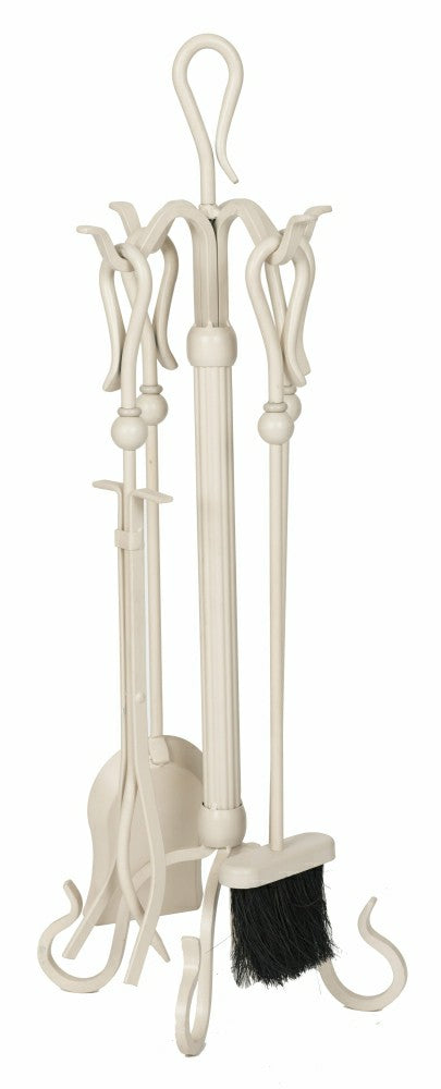 5 Piece Fireplace Tool Set, White Design
