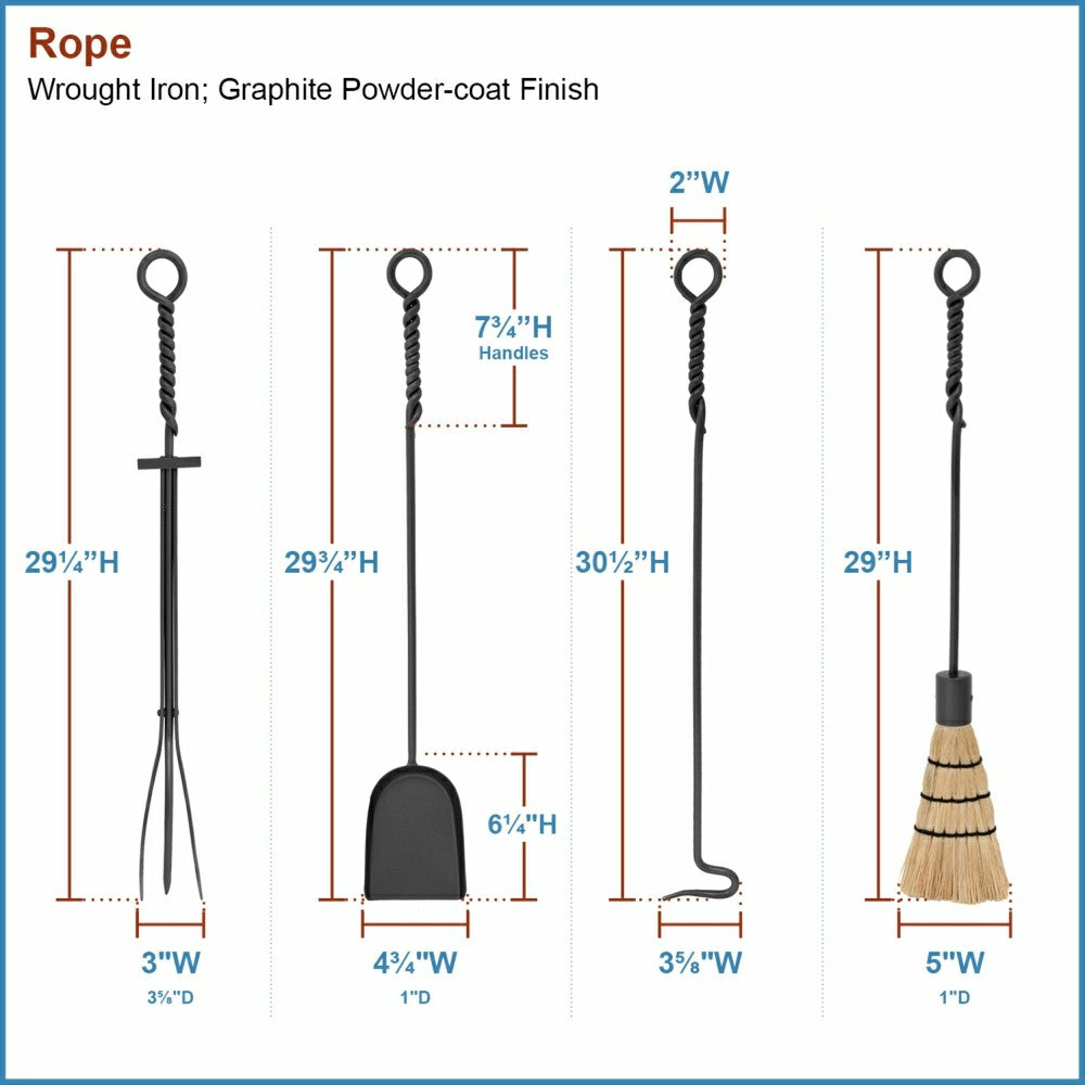Rope Fireplace Tool Set