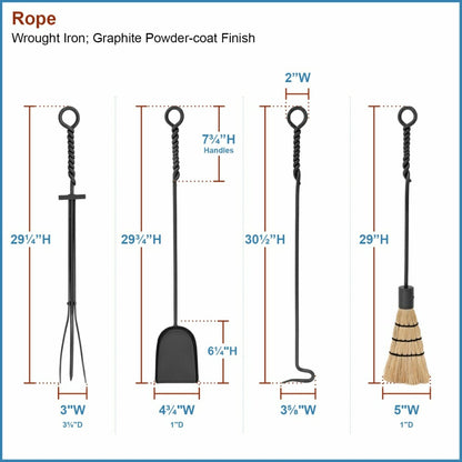 Rope Fireplace Tool Set