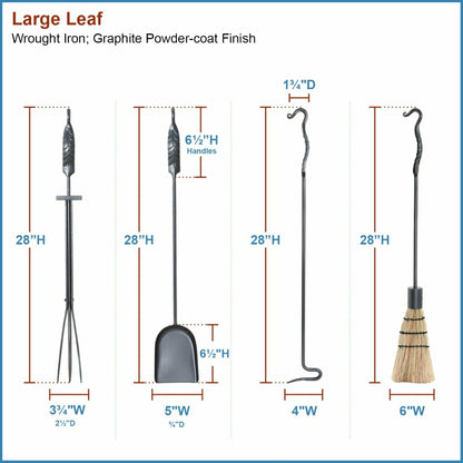 Large Leaf Fireplace Tool Set