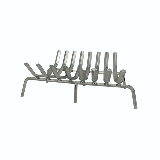 Fireplace Grate 8 Bars, 1 1/8" Diamond Stock, Stainless Steel Finish