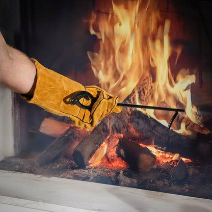 Leather Fireplace Gloves, 16" , Tan