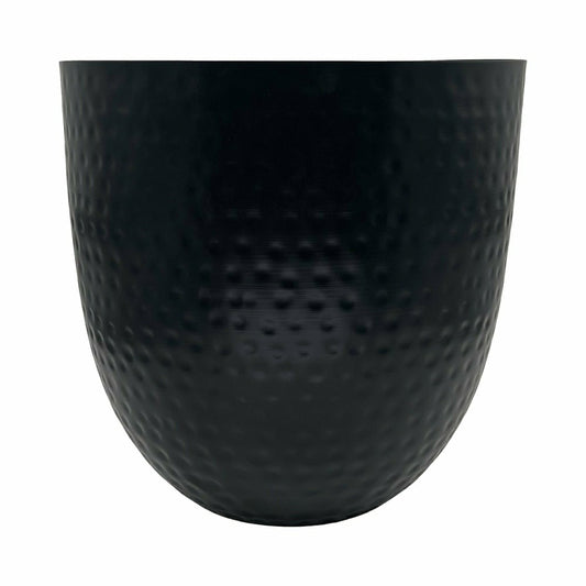 Fireplace Log Bucket, Round Hammered Design, Black Finish