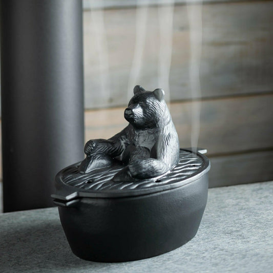 Bear in Bath Wood Stove Steamer in Cast Iron