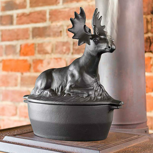 Cast Iron Moose Wood Stove Steamer