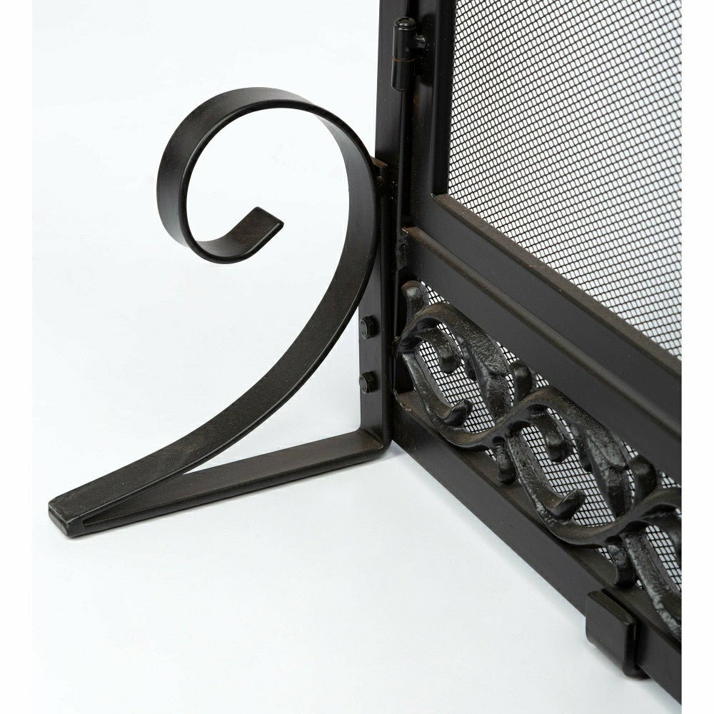 Large Cast Iron Scrollwork Fire Screen w/Doors